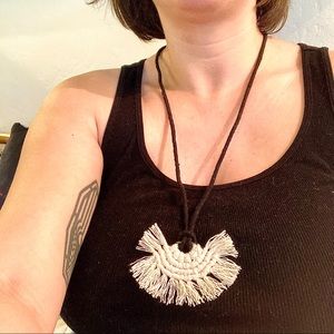 Handmade Macrame Sunburst Necklace, Organic Cotton